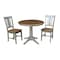 International Concepts Round 36 in Rd Top Pedestal Table, 2 San Remo Chairs, Hickory/Stone, 36 in W, 36 in L, 29.1 in H K41-36RT-27B-C10-2 - alternate 1